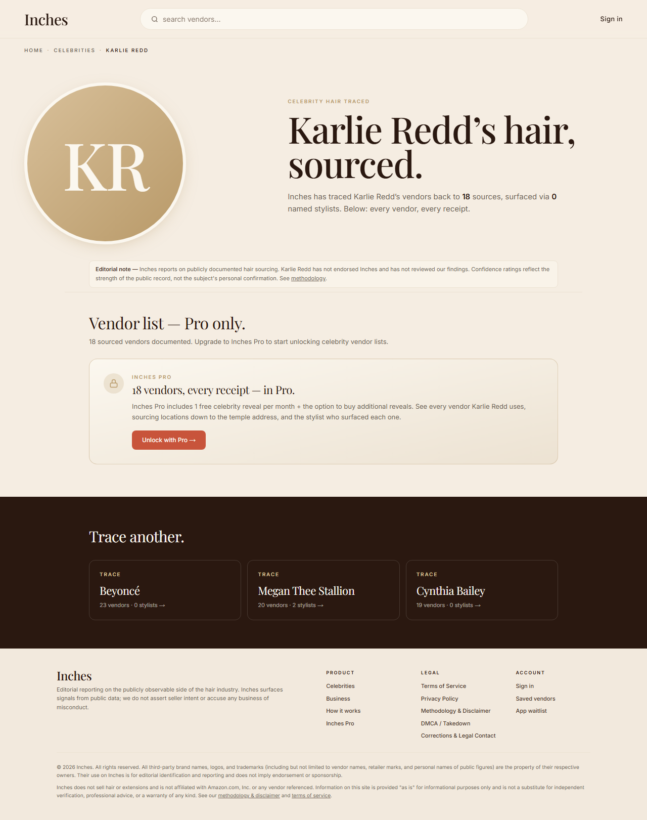 Screenshot of Celebrity detail (Karlie Redd)