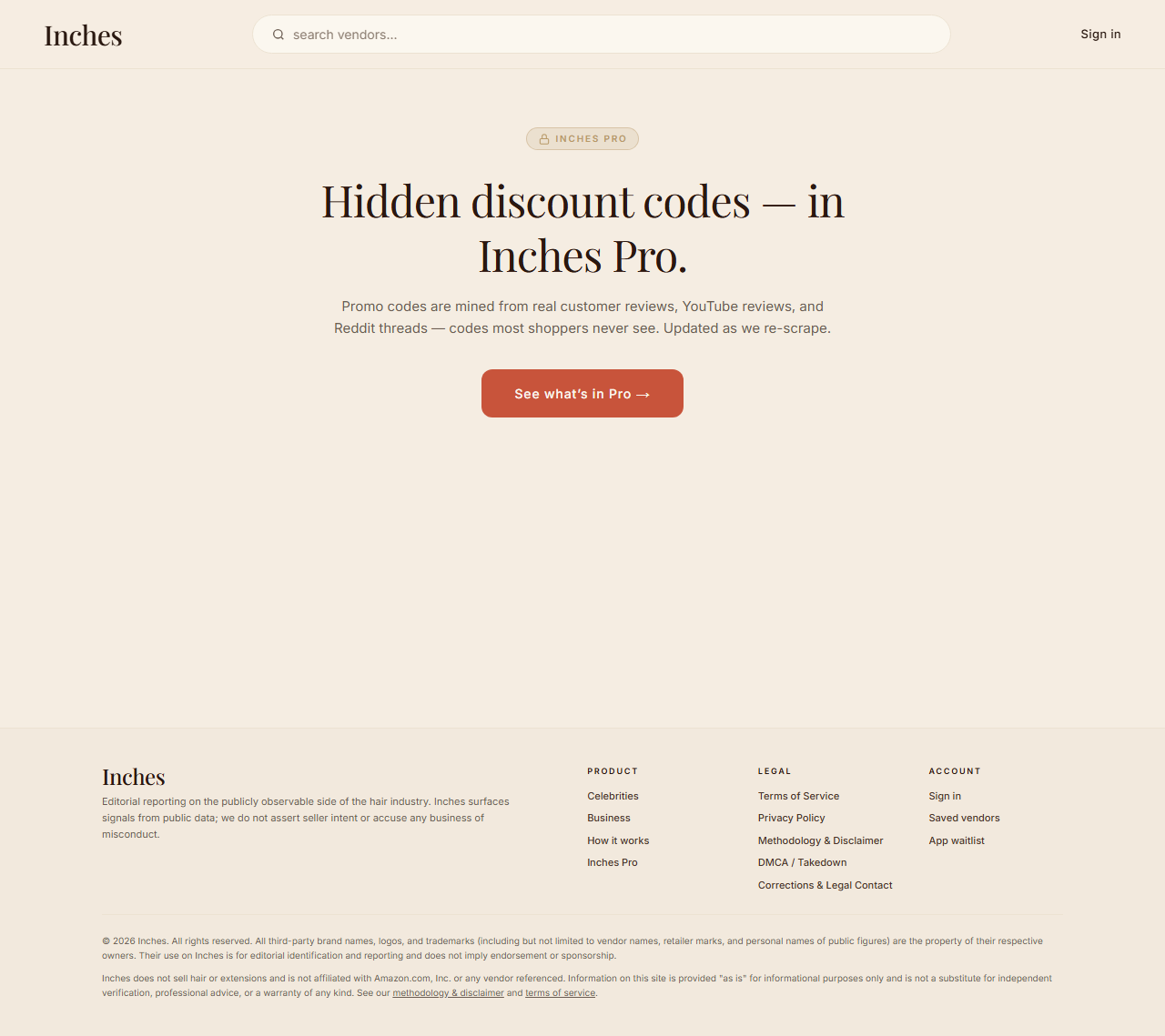 Screenshot of Promo codes