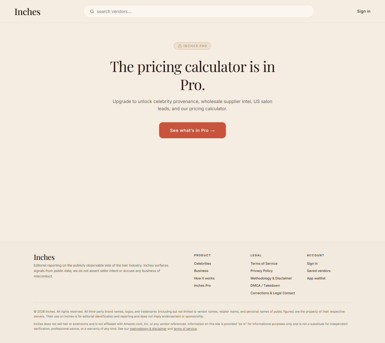 Screenshot of Pricing calculator